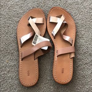 Rose and brown slip on sandals - NWT